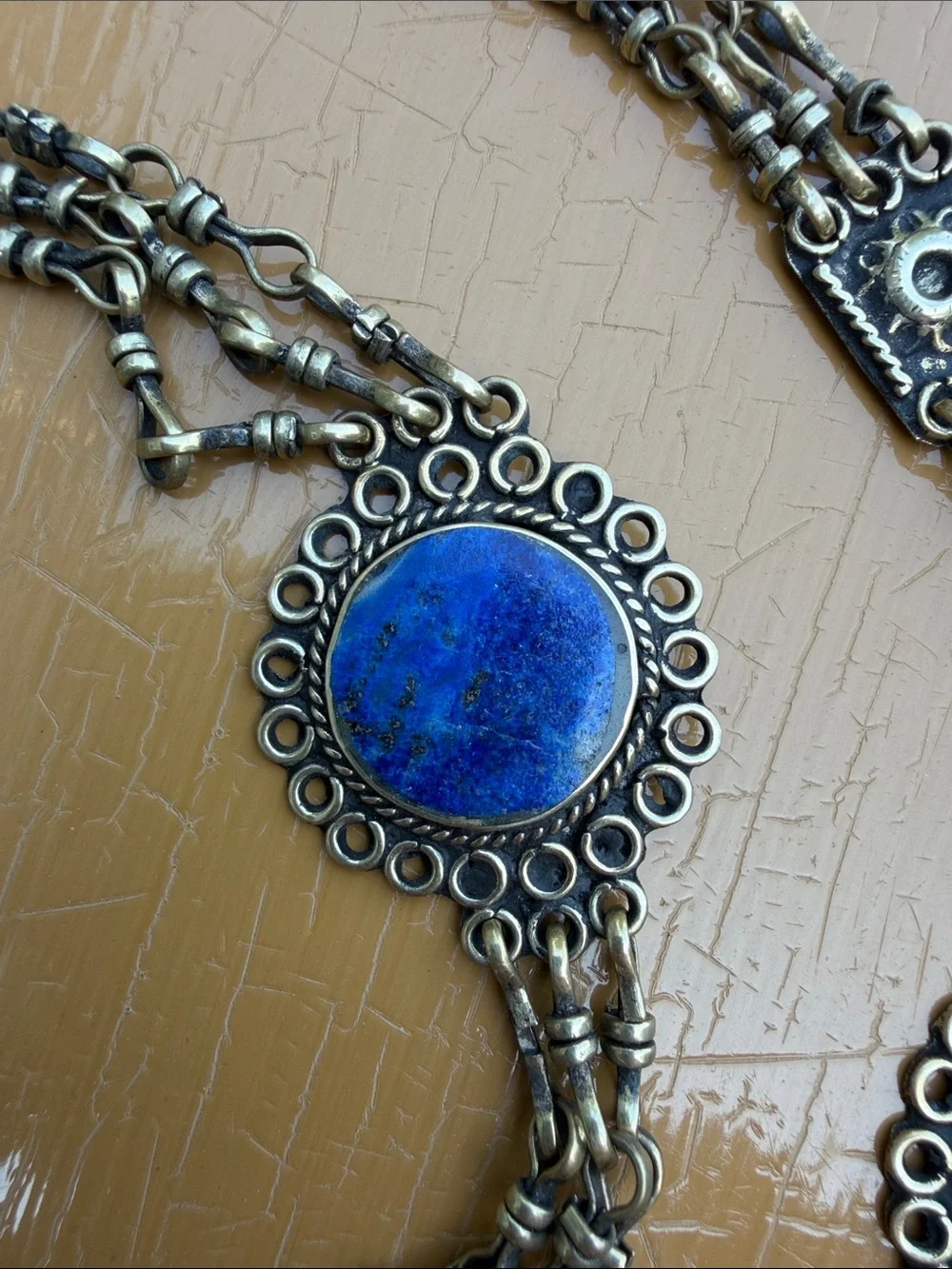 Blue faux lapis Stone Bohemian Multi-Link belt 41.5 inches